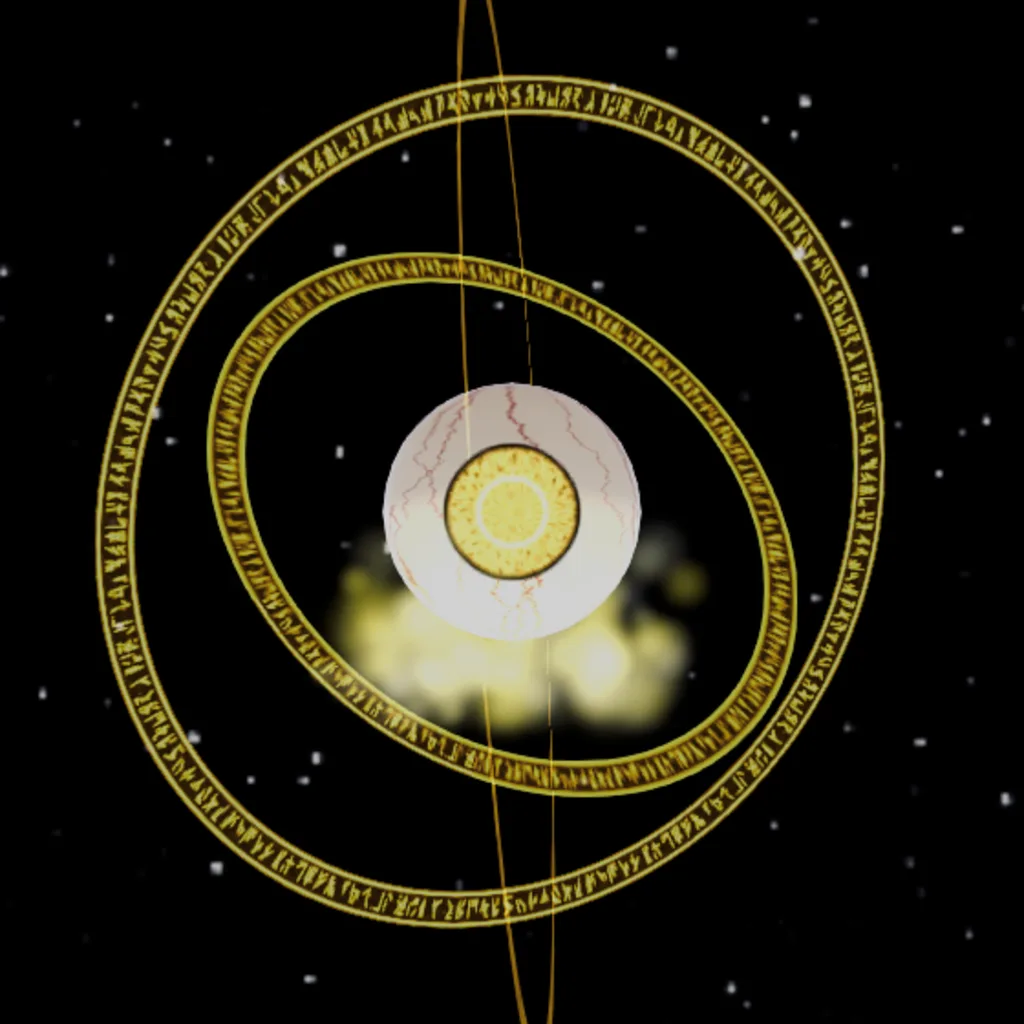 Solvane, The First Sight, a vast golden eye in space