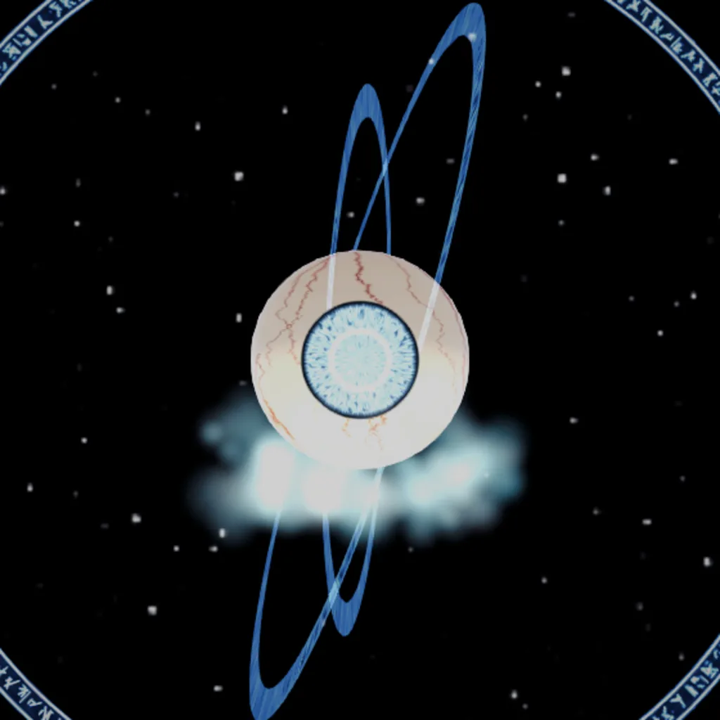 Ysmera, Who Weighs, a vast pale blue eye in space